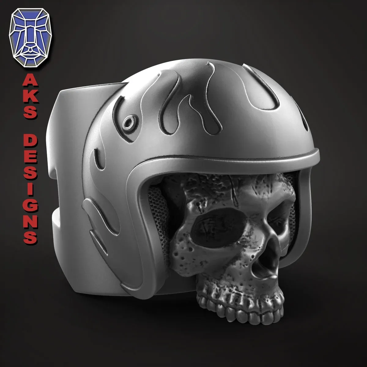 skull Ring jewelry Biker skull 4 STL file