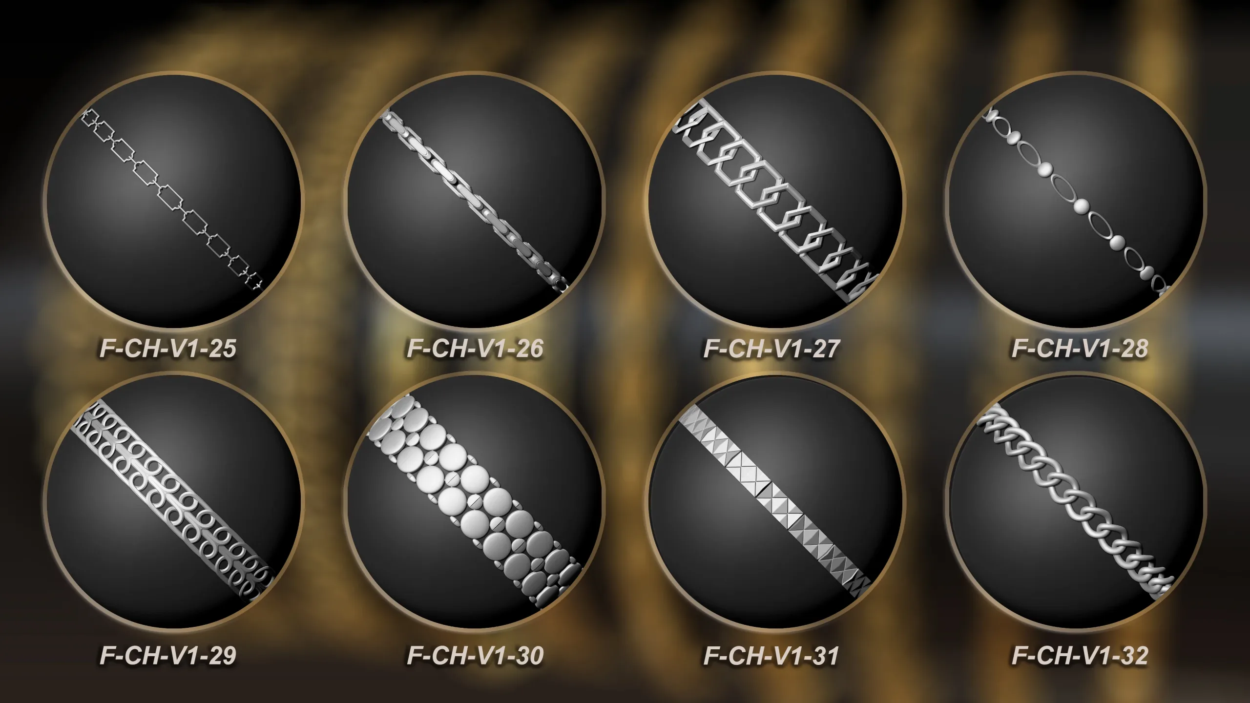 50 Chain 3D Model and Curve brush Vol 1