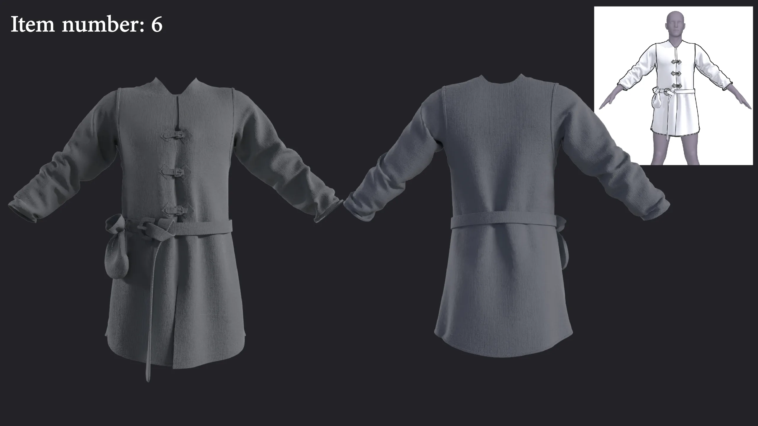 Medieval clothes 3Dcloak skirt pants tunic