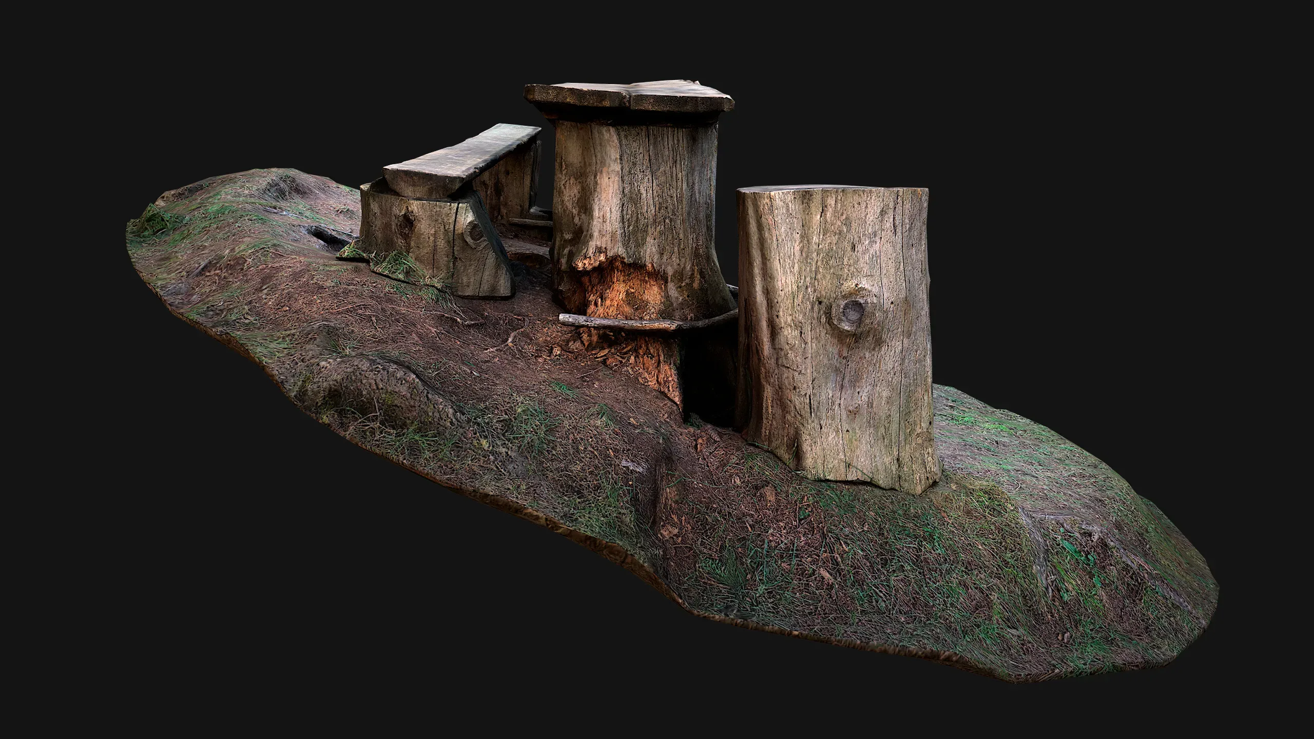 Medieval Wooden Bench and Table in the Mountains