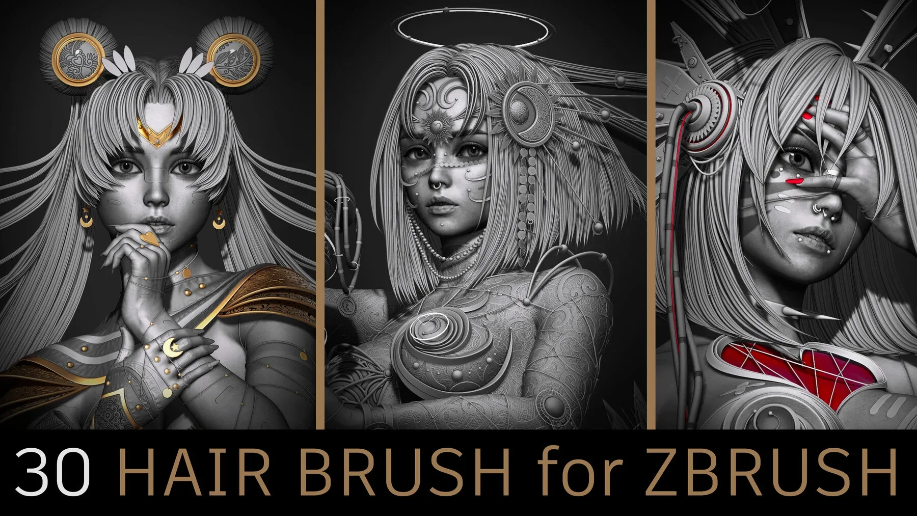 30 IMM Hair Brush for ZBrush