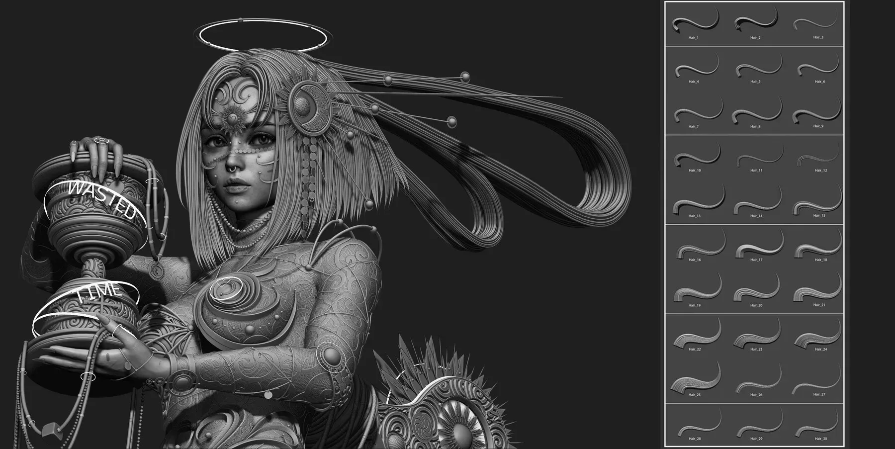 30 IMM Hair Brush for ZBrush