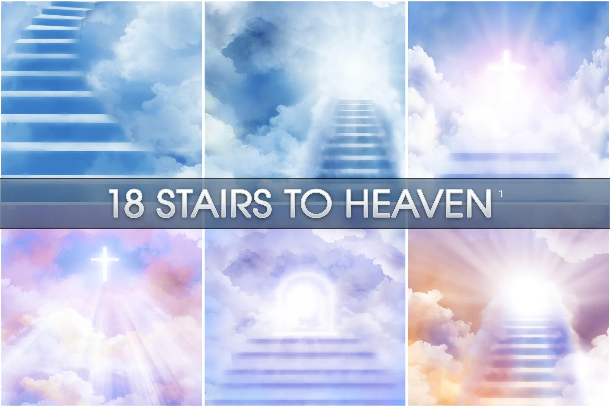 18 Stairs to Heaven, Easter blue sky overlays, Ethereal staircase, Stairway to heaven, Heavenly Ascension, Cloud overlay sunlight, Paradise