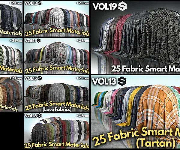 225 Fabric Smart Materials Bundle 02 + 25 Free (Vol.16)