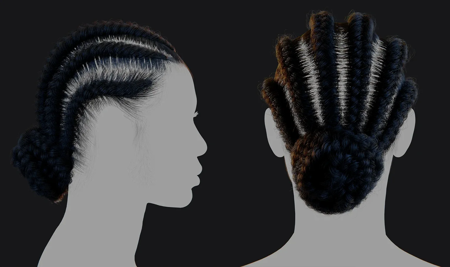 PixelHair Hairstyle - Braids 001 (Hair for blender/ unreal engine / metahuman) Afro hair | Kinky hair | 4c Hair | African / African American Hair