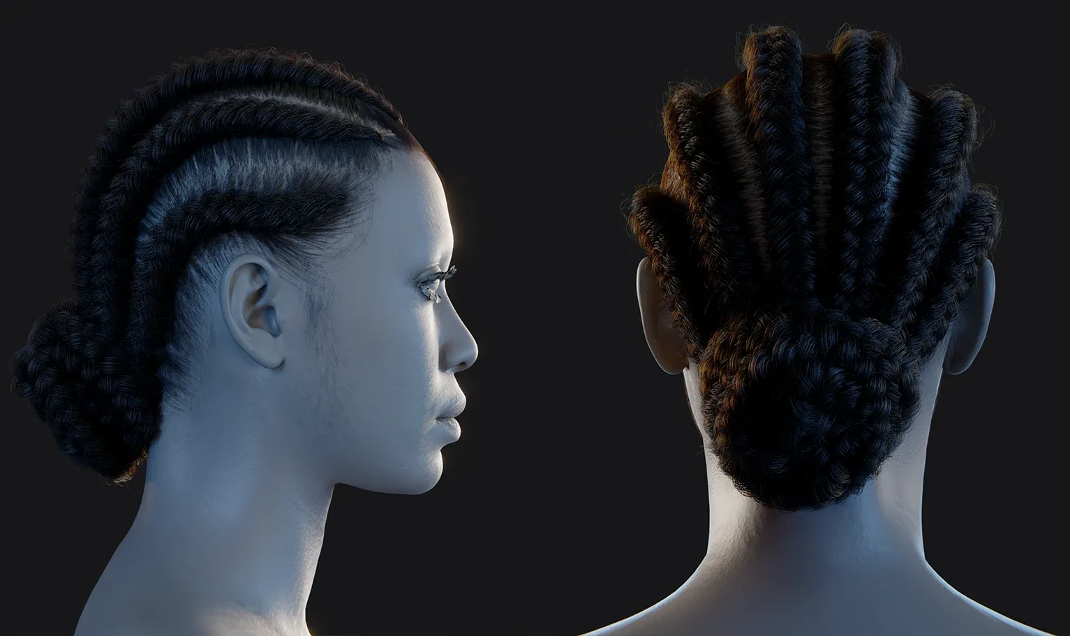 PixelHair Hairstyle - Braids 001 (Hair for blender/ unreal engine / metahuman) Afro hair | Kinky hair | 4c Hair | African / African American Hair