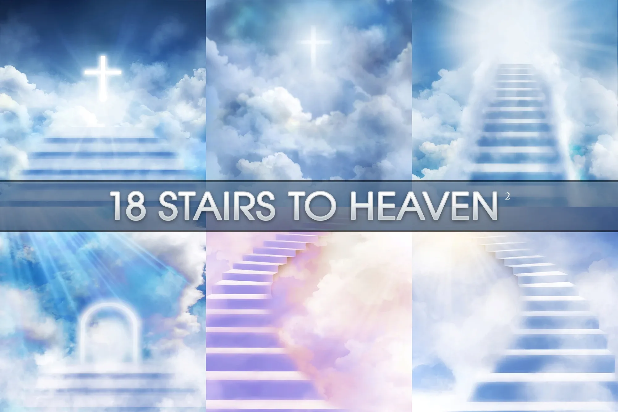 18 Stairs to Heaven, Easter blue sky overlays, Ethereal staircase, Stairway to heaven, Heavenly Ascension, Cloud overlay sunlight, Paradise