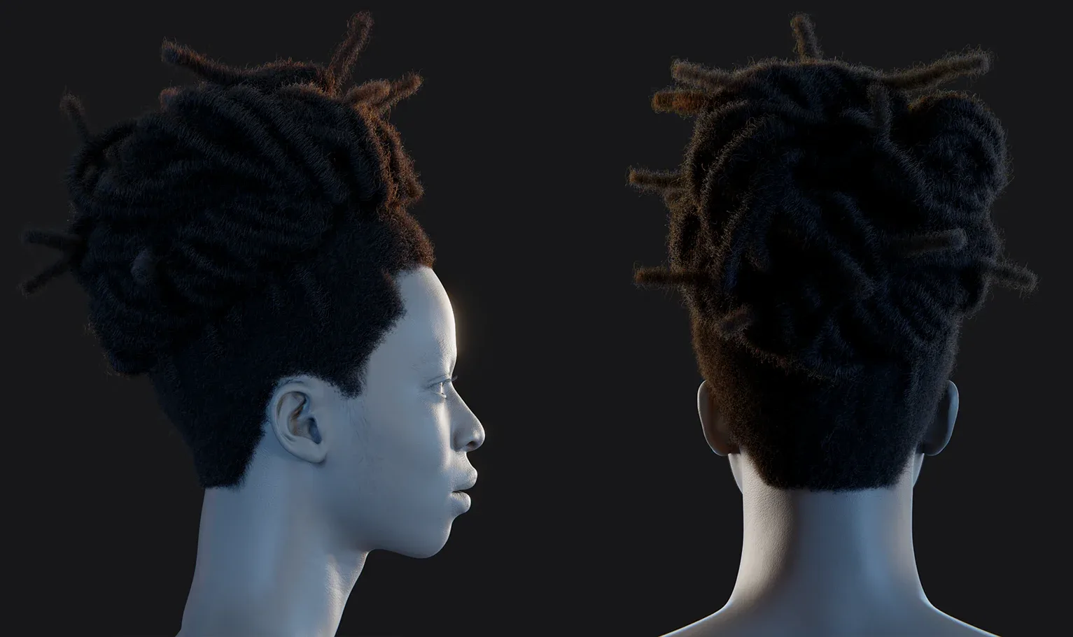 Hairstyle - Dreads 002 (Hair for blender/ unreal engine / metahuman) Afro hair | Kinky hair | 4c Hair | African / African American Hair