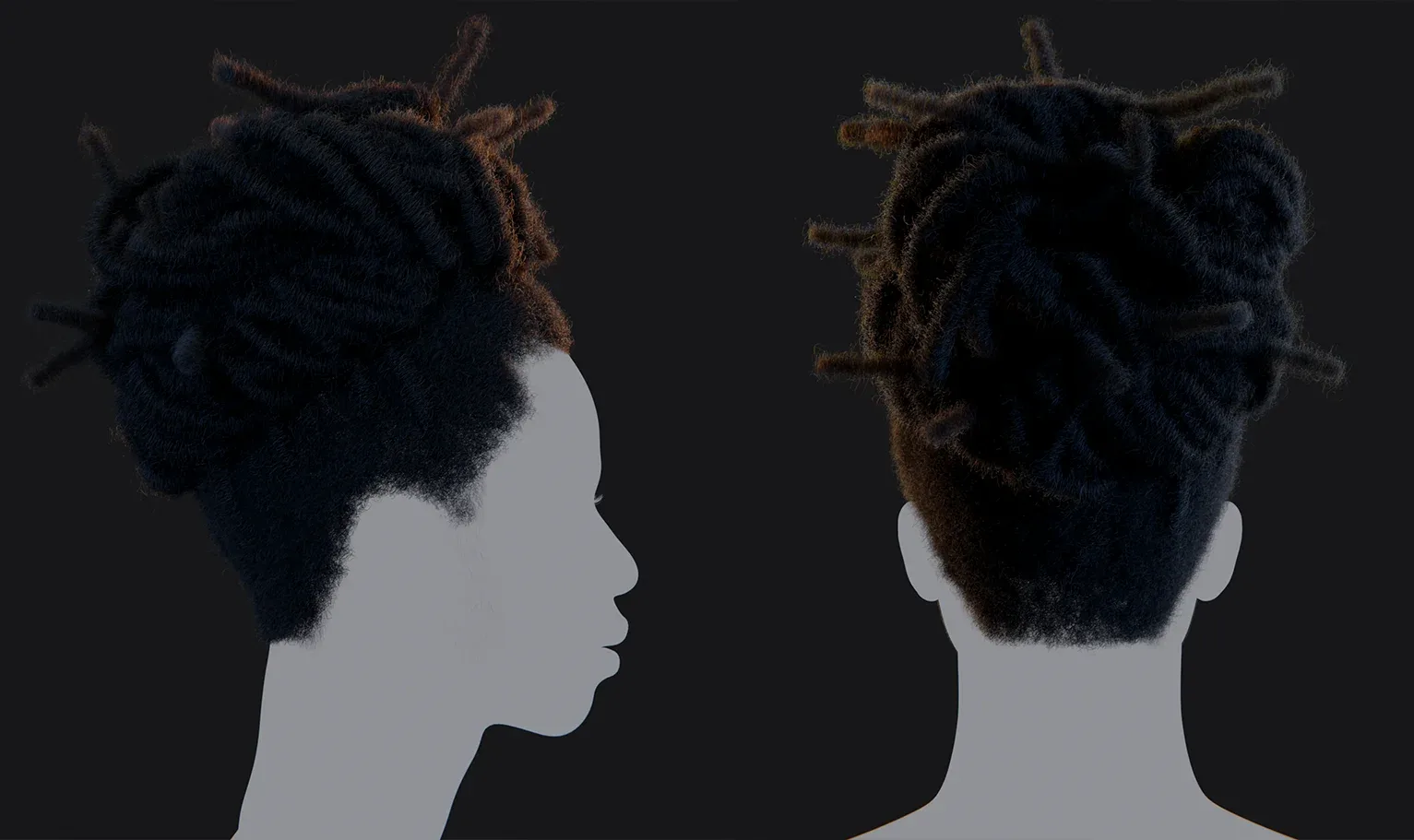 Hairstyle - Dreads 002 (Hair for blender/ unreal engine / metahuman) Afro hair | Kinky hair | 4c Hair | African / African American Hair