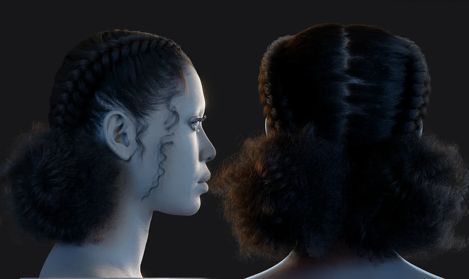 Hairstyle - Braids 002 (Hair for blender/ unreal engine / metahuman) Afro hair | Kinky hair | 4c Hair | African / African American Hair