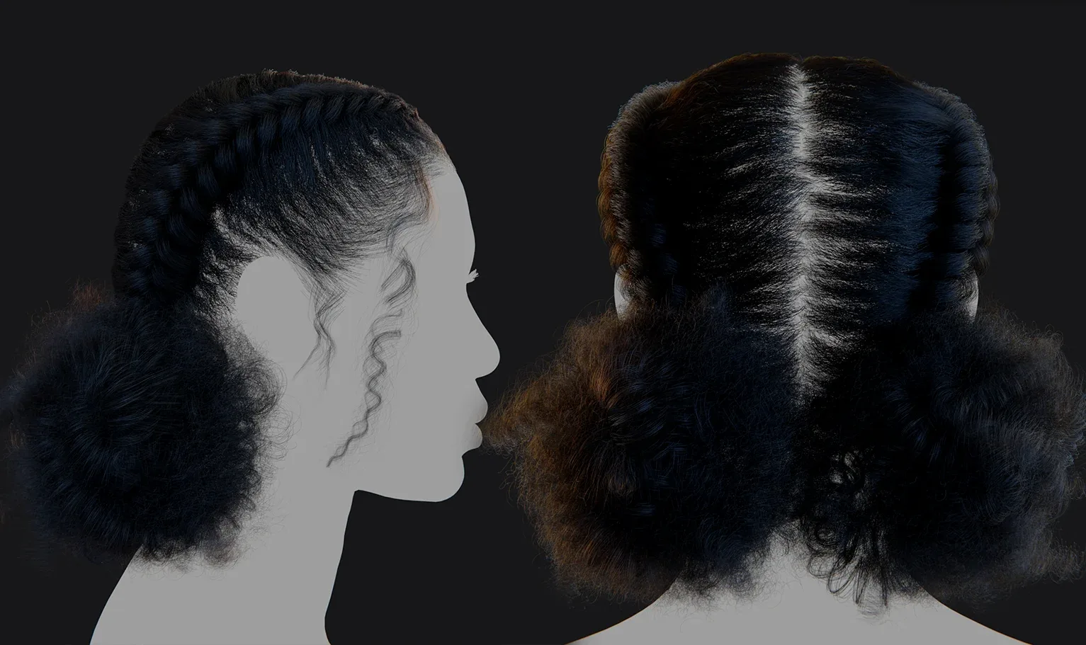 Hairstyle - Braids 002 (Hair for blender/ unreal engine / metahuman) Afro hair | Kinky hair | 4c Hair | African / African American Hair