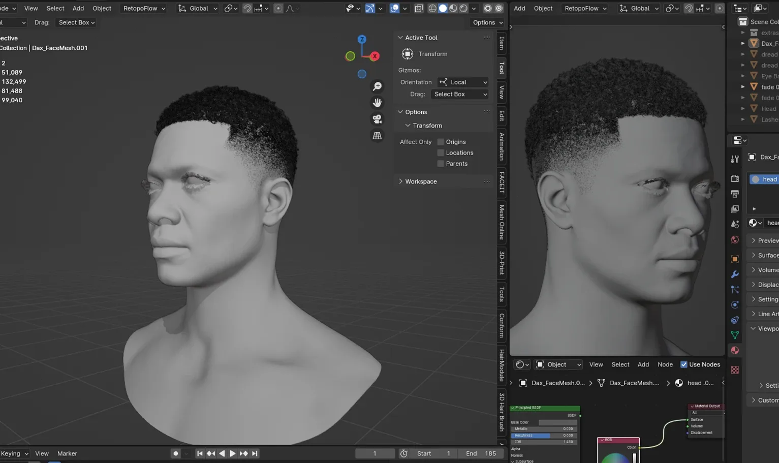 Hairstyle - Fade 001 (Hair for blender/ unreal engine / metahuman) Afro hair | Kinky hair | 4c Hair | African / African American Hair