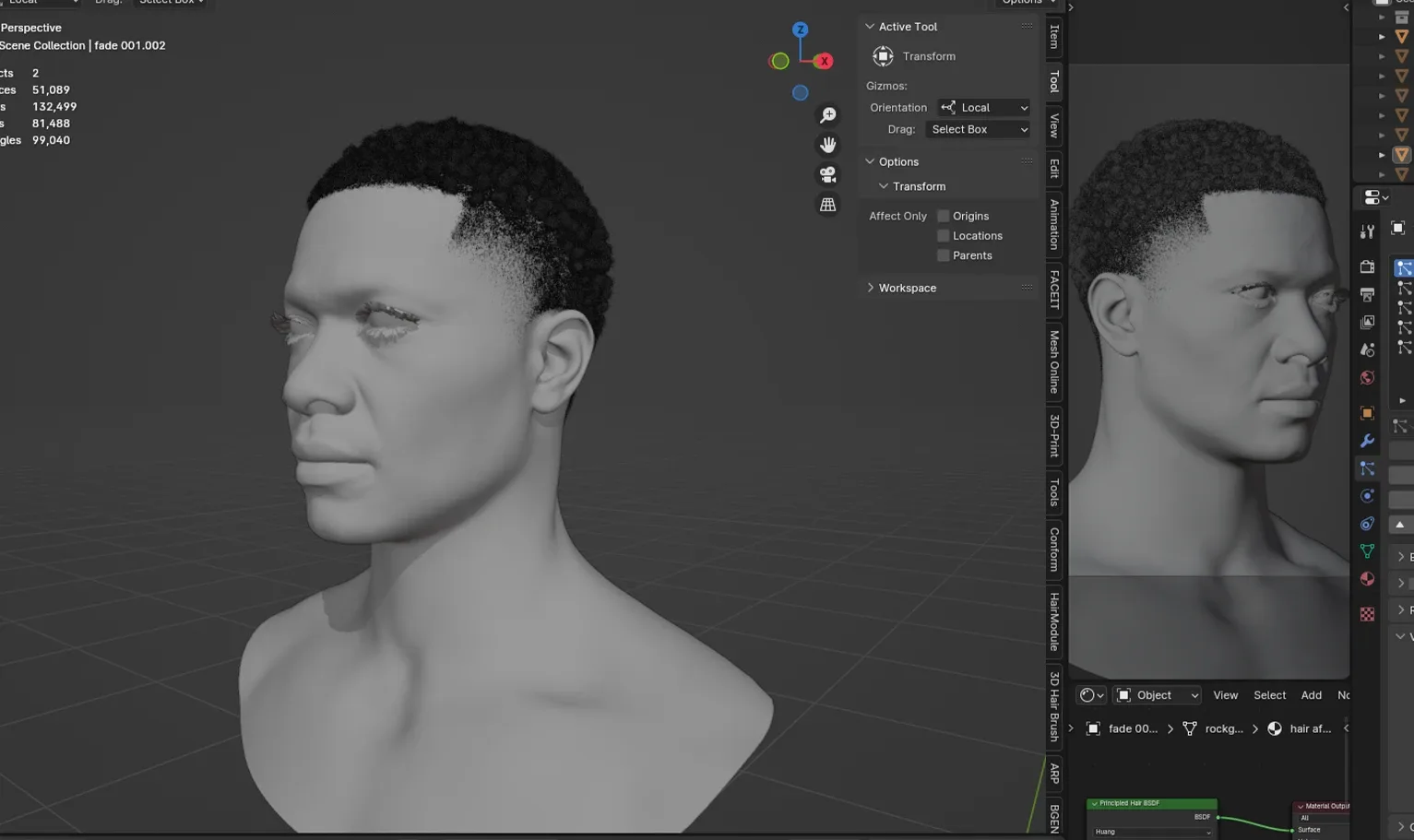 Hairstyle - Fade 003 (Hair for blender/ unreal engine / metahuman) Afro hair | Kinky hair | 4c Hair | African / African American Hair