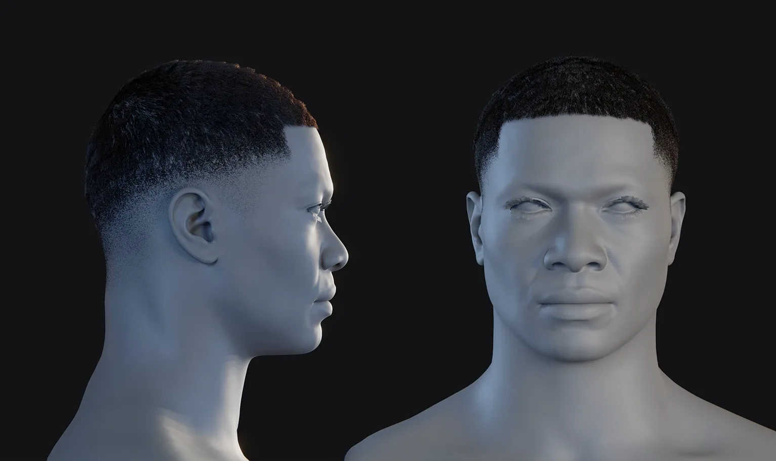 Hairstyle - Waves Fade 004 (Hair for blender/ unreal engine / metahuman) Afro hair | Kinky hair | 4c Hair | African / African American Hair