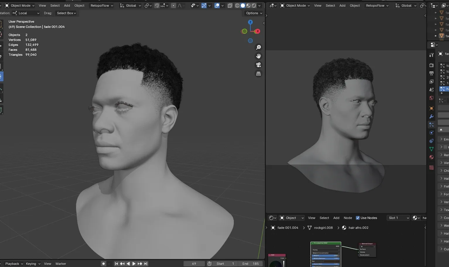 Hairstyle - Mohawk Fade 005 (Hair for blender/ unreal engine / metahuman) Afro hair | Kinky hair | 4c Hair | African / African American Hair