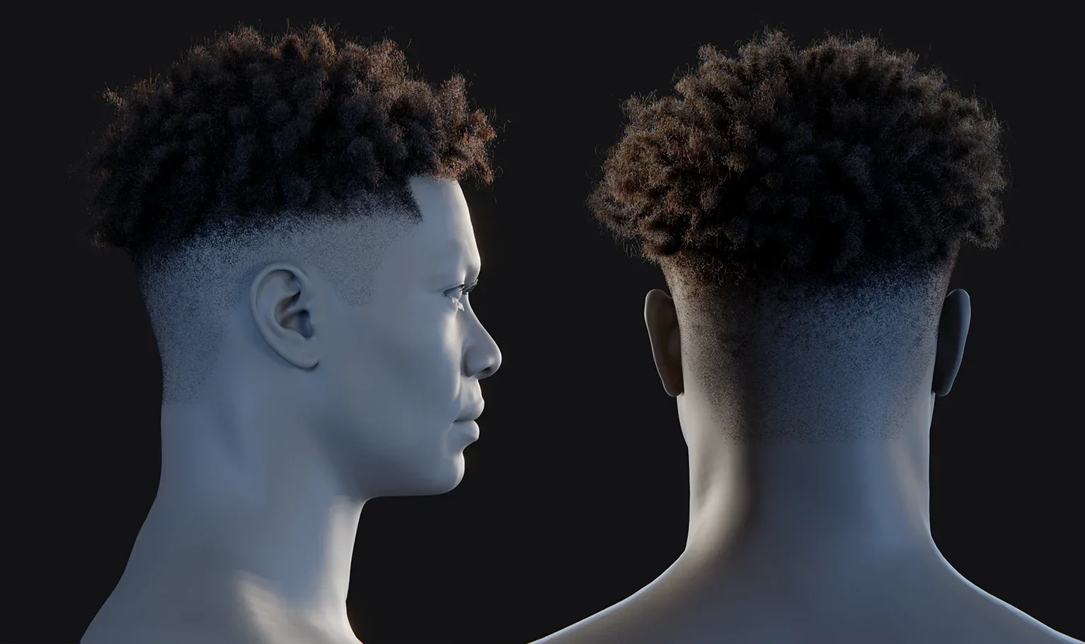 Hairstyle - Fade 006 (Hair for blender/ unreal engine / metahuman) Afro hair | Kinky hair | 4c Hair | African / African American Hair