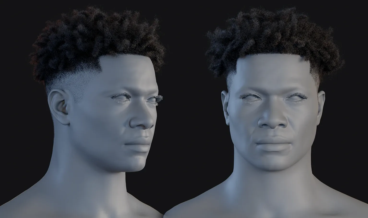 Hairstyle - Fade 006 (Hair for blender/ unreal engine / metahuman) Afro hair | Kinky hair | 4c Hair | African / African American Hair