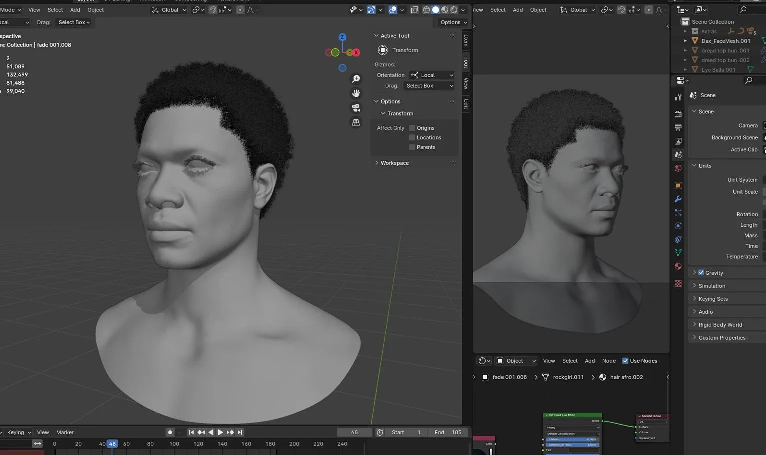 Hairstyle - Afro 001 (Hair for blender/ unreal engine / metahuman) Afro hair | Kinky hair | 4c Hair | African / African American Hair