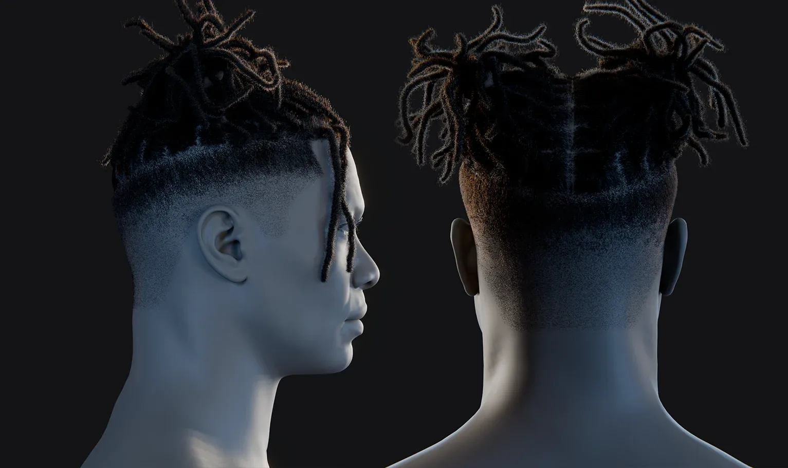 PixelHair Hairstyle - Dreads Fade 010 (Hair for blender/ unreal engine / metahuman) Afro hair | Kinky hair | 4c Hair | African / African American Hair
