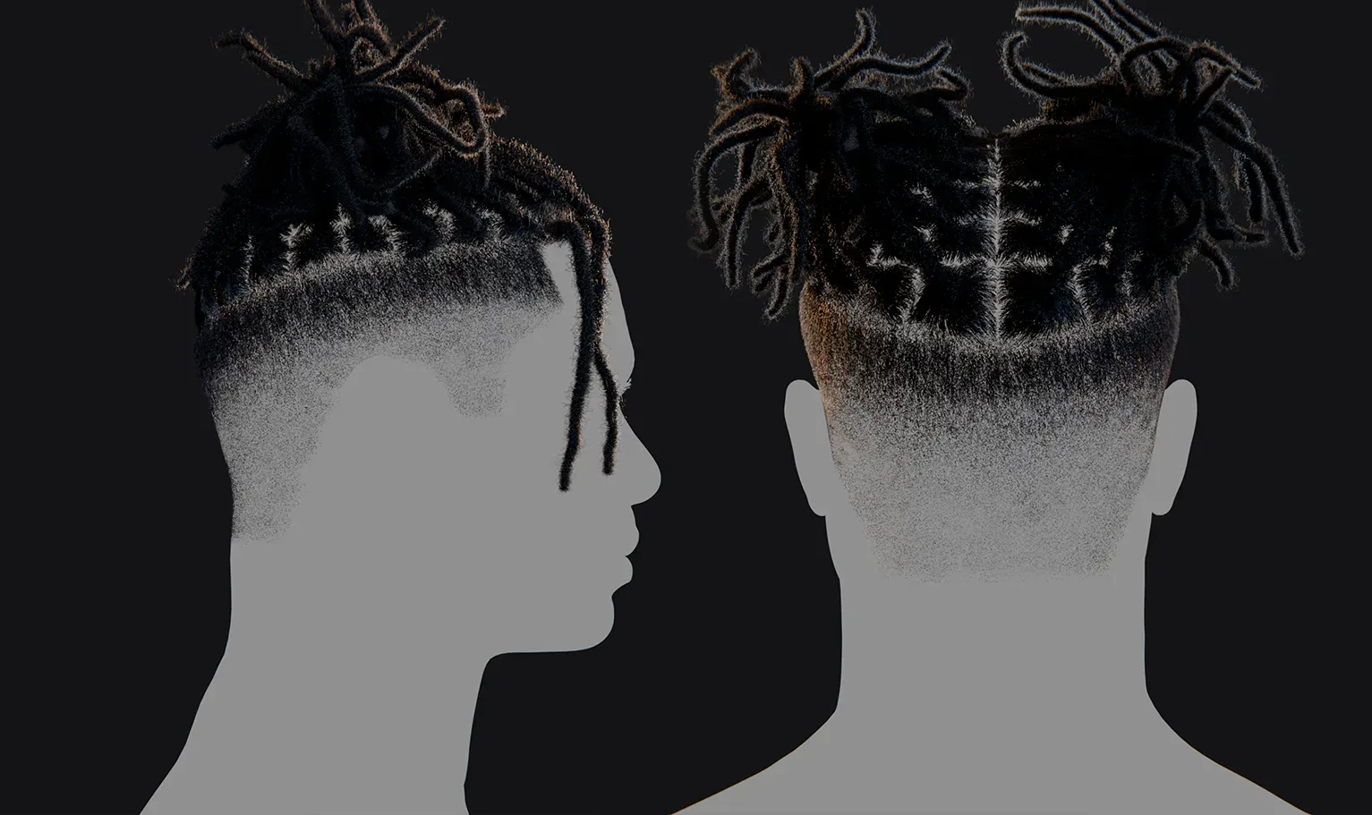 PixelHair Hairstyle - Dreads Fade 010 (Hair for blender/ unreal engine / metahuman) Afro hair | Kinky hair | 4c Hair | African / African American Hair