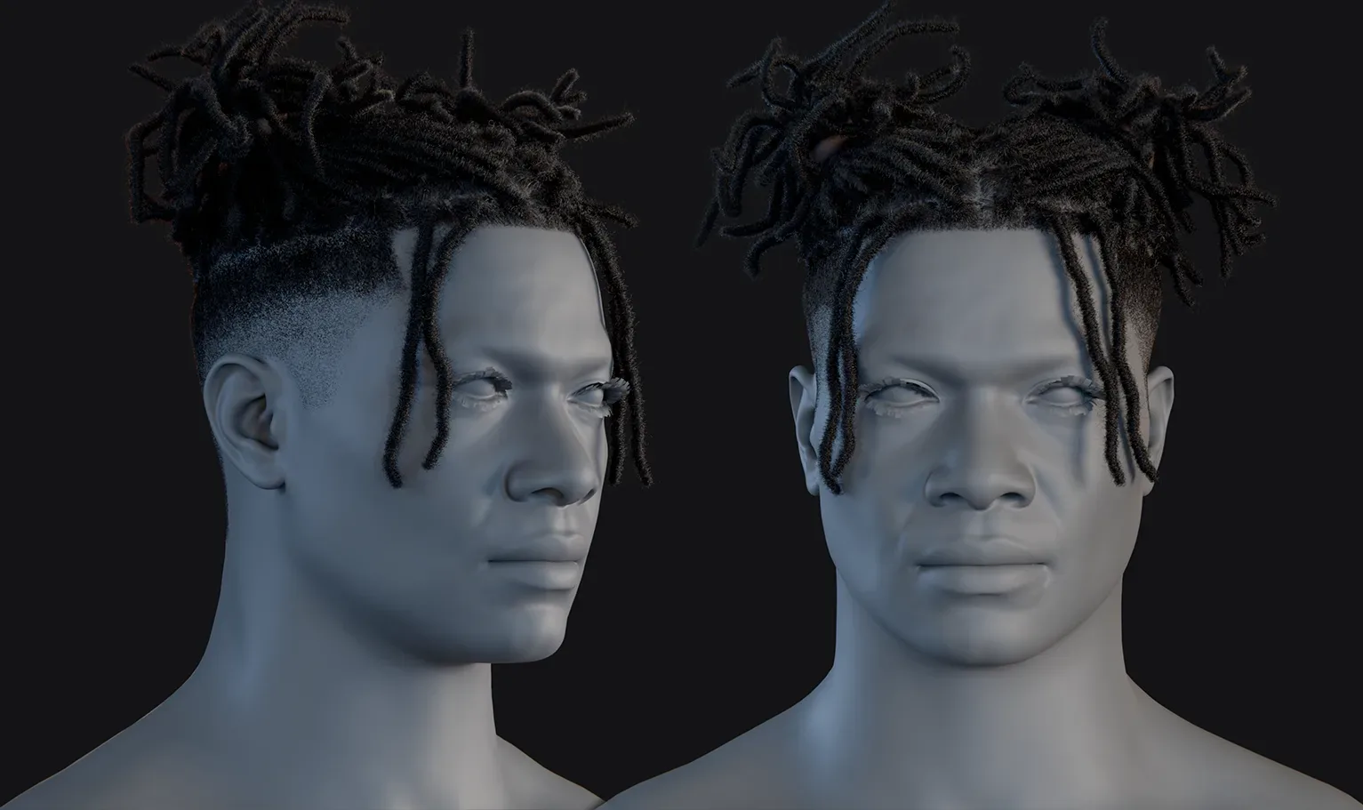 PixelHair Hairstyle - Dreads Fade 010 (Hair for blender/ unreal engine / metahuman) Afro hair | Kinky hair | 4c Hair | African / African American Hair