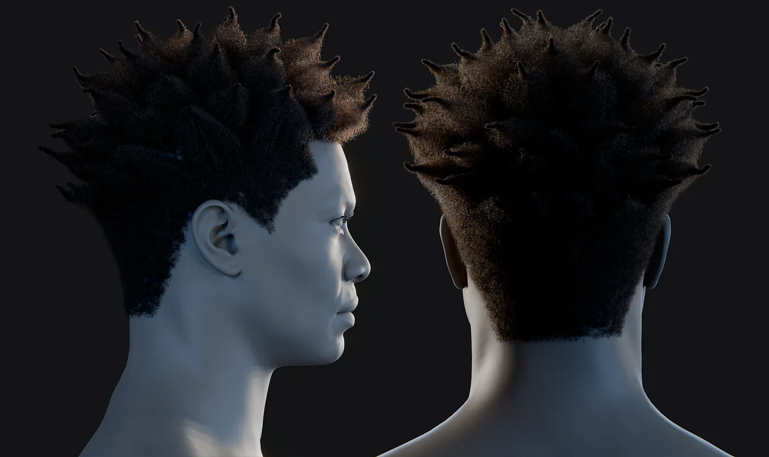 PixelHair Hairstyle - Spiked Afro 003 (Hair for blender/ unreal engine / metahuman) Afro hair | Kinky hair | 4c Hair | African / African American Hair
