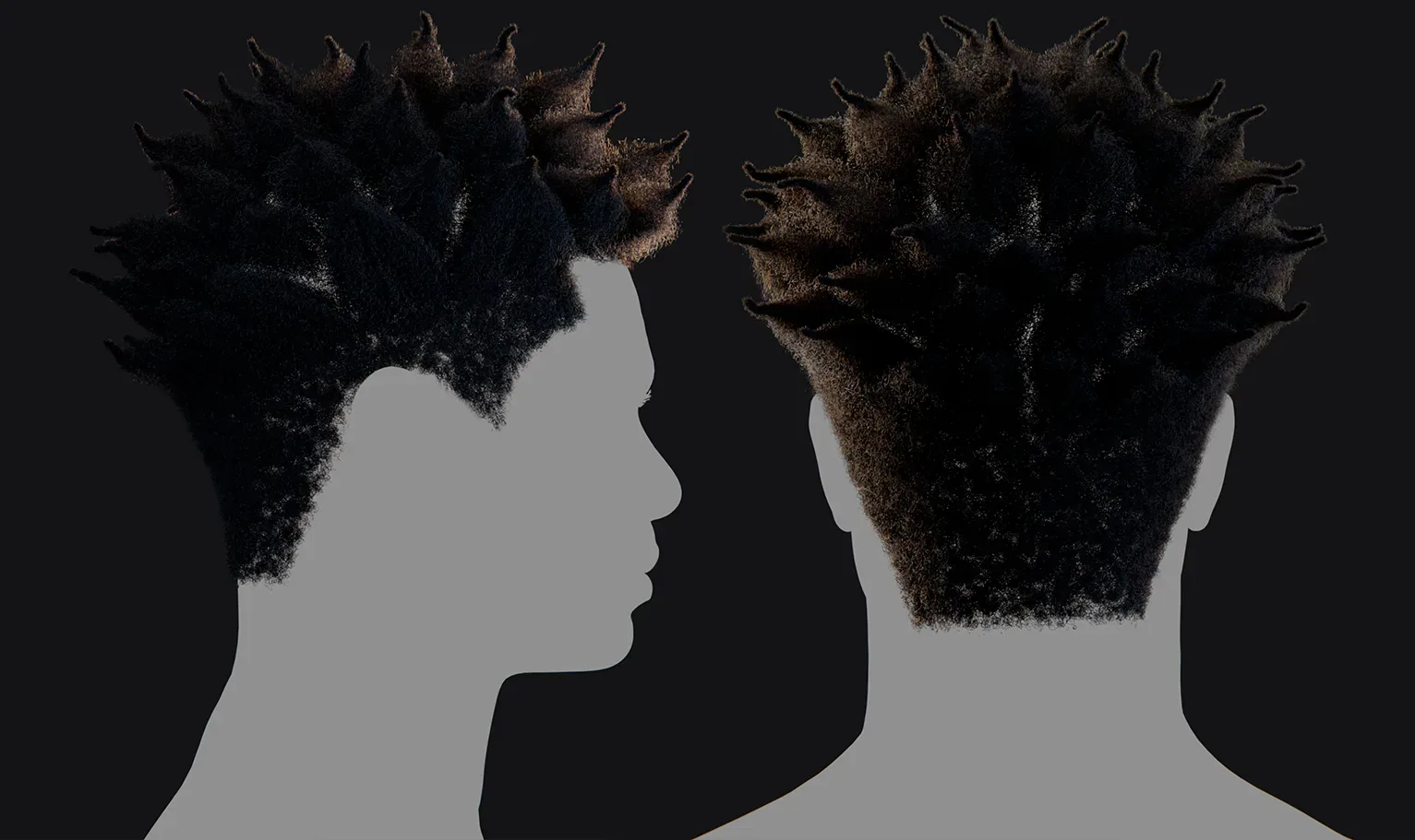 PixelHair Hairstyle - Spiked Afro 003 (Hair for blender/ unreal engine / metahuman) Afro hair | Kinky hair | 4c Hair | African / African American Hair