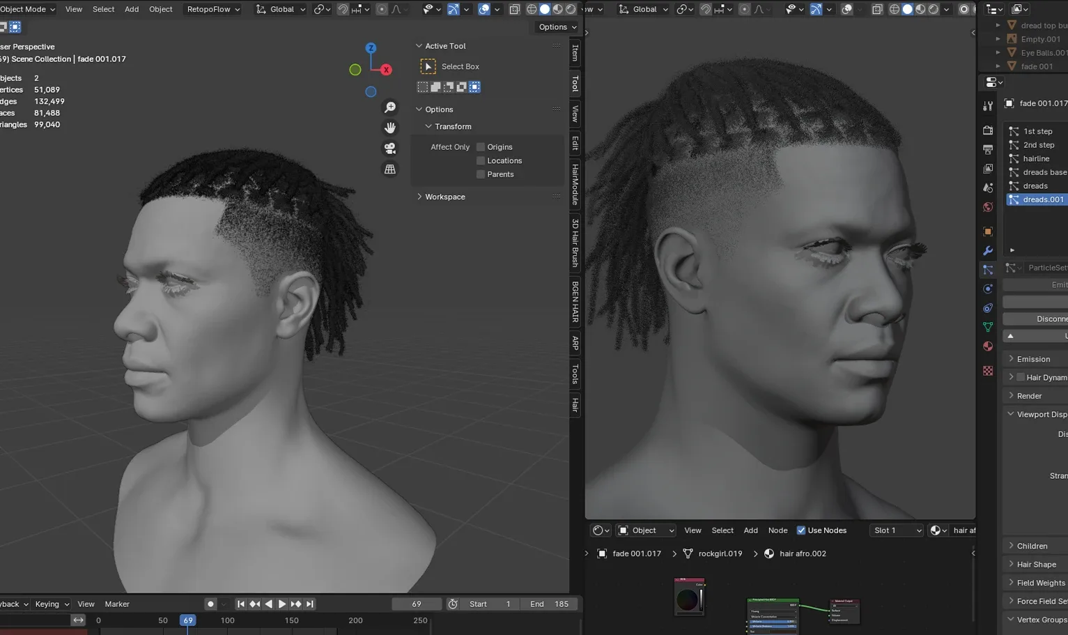 PixelHair Hairstyle - Dreads Fade 013 (Hair for blender/ unreal engine / metahuman) Afro hair | Kinky hair | 4c Hair | African / African American Hair