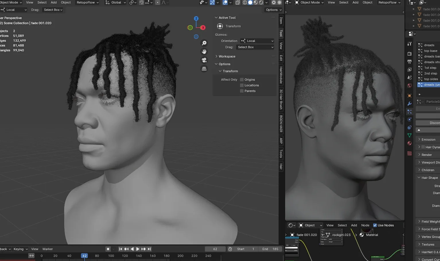 PixelHair Hairstyle - XXXtentacion Dreads Fade 014 (Hair for blender/ unreal engine / metahuman) Afro hair | Kinky hair | 4c Hair | African / African American Hair