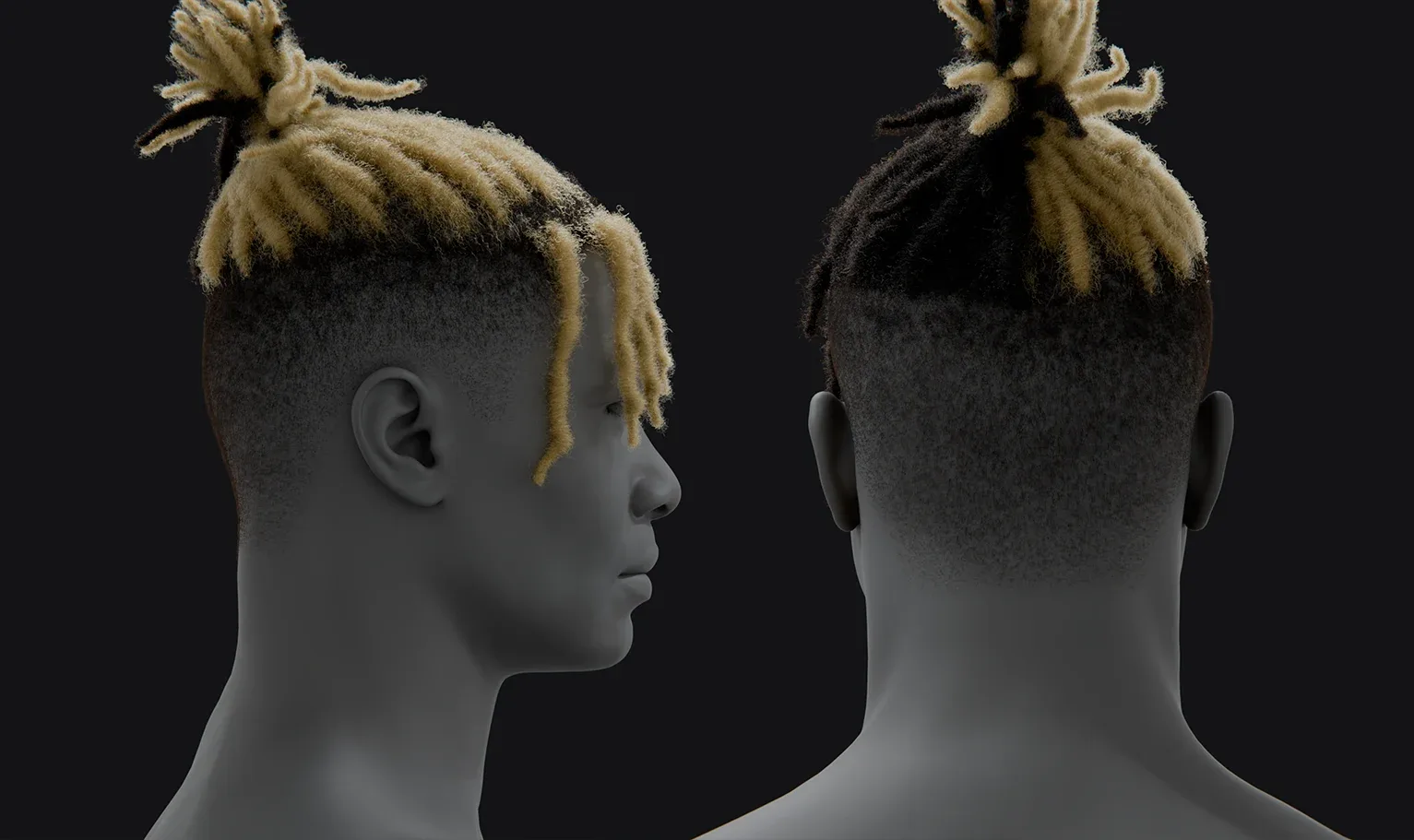 PixelHair Hairstyle - XXXtentacion Dreads Fade 014 (Hair for blender/ unreal engine / metahuman) Afro hair | Kinky hair | 4c Hair | African / African American Hair