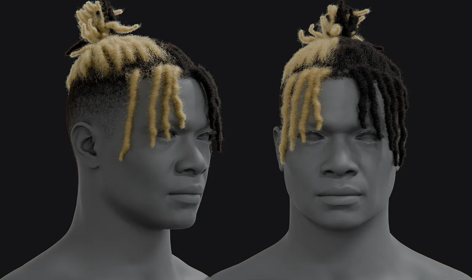 PixelHair Hairstyle - XXXtentacion Dreads Fade 014 (Hair for blender/ unreal engine / metahuman) Afro hair | Kinky hair | 4c Hair | African / African American Hair