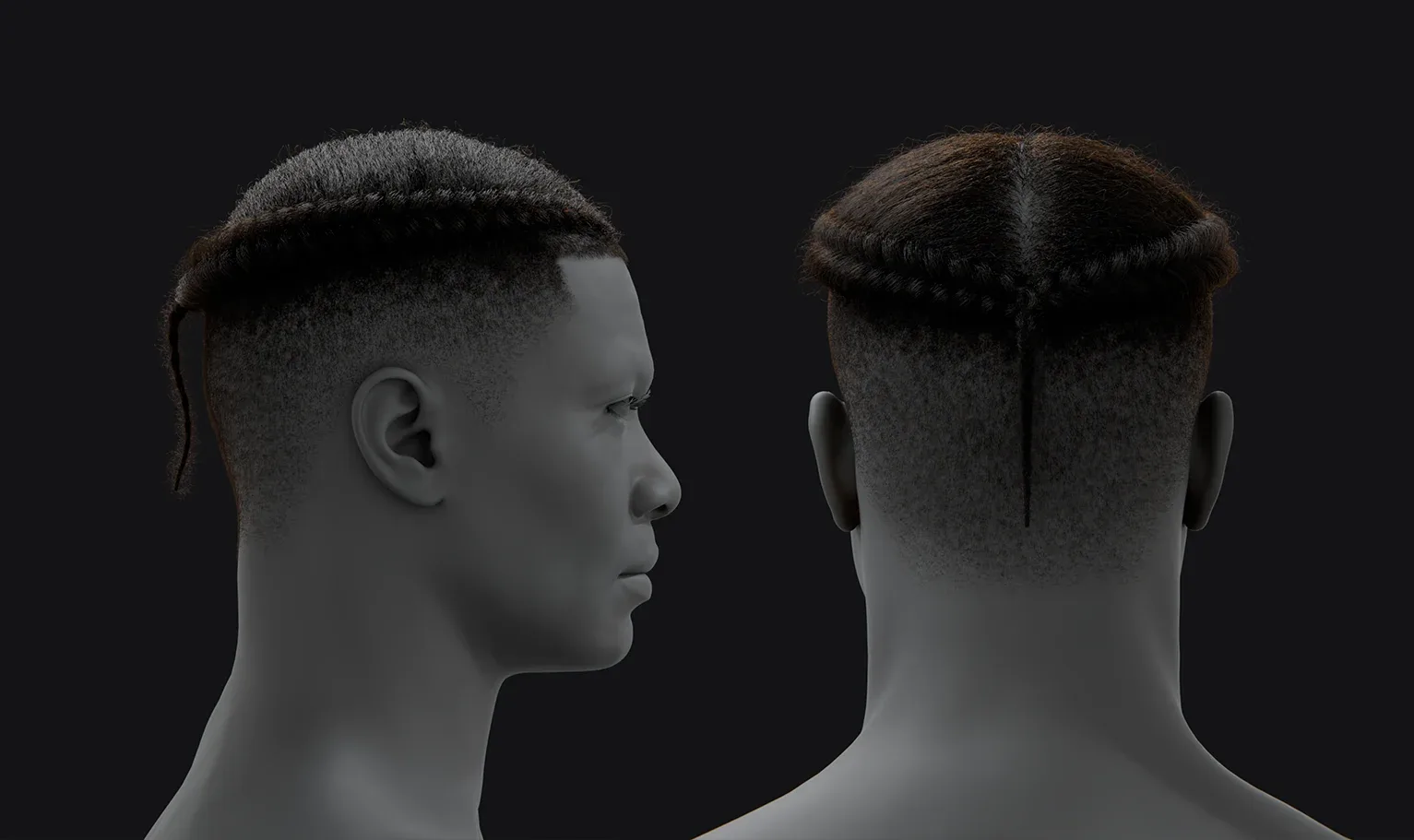 PixelHair Hairstyle - Lil Yatchy Braids Fade 015 (Hair for blender/ unreal engine / metahuman) Afro hair | Kinky hair | 4c Hair | African / African American Hair