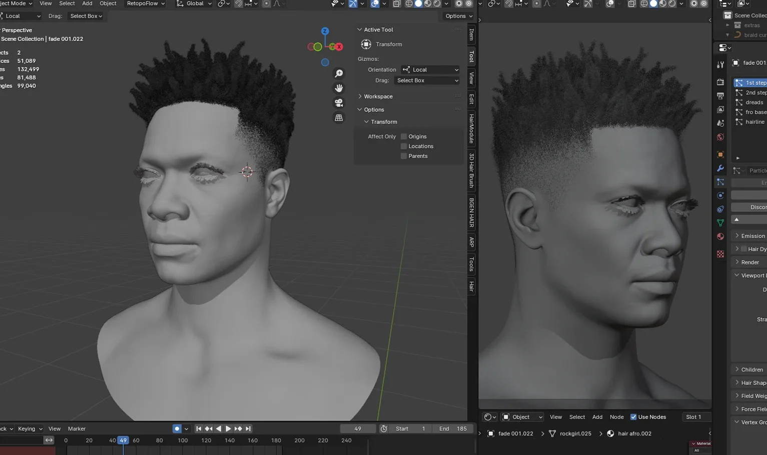 PixelHair Hairstyle - 21 Savage Dreads Fade 016 (Hair for blender/ unreal engine / metahuman) Afro hair | Kinky hair | 4c Hair | African / African American Hair