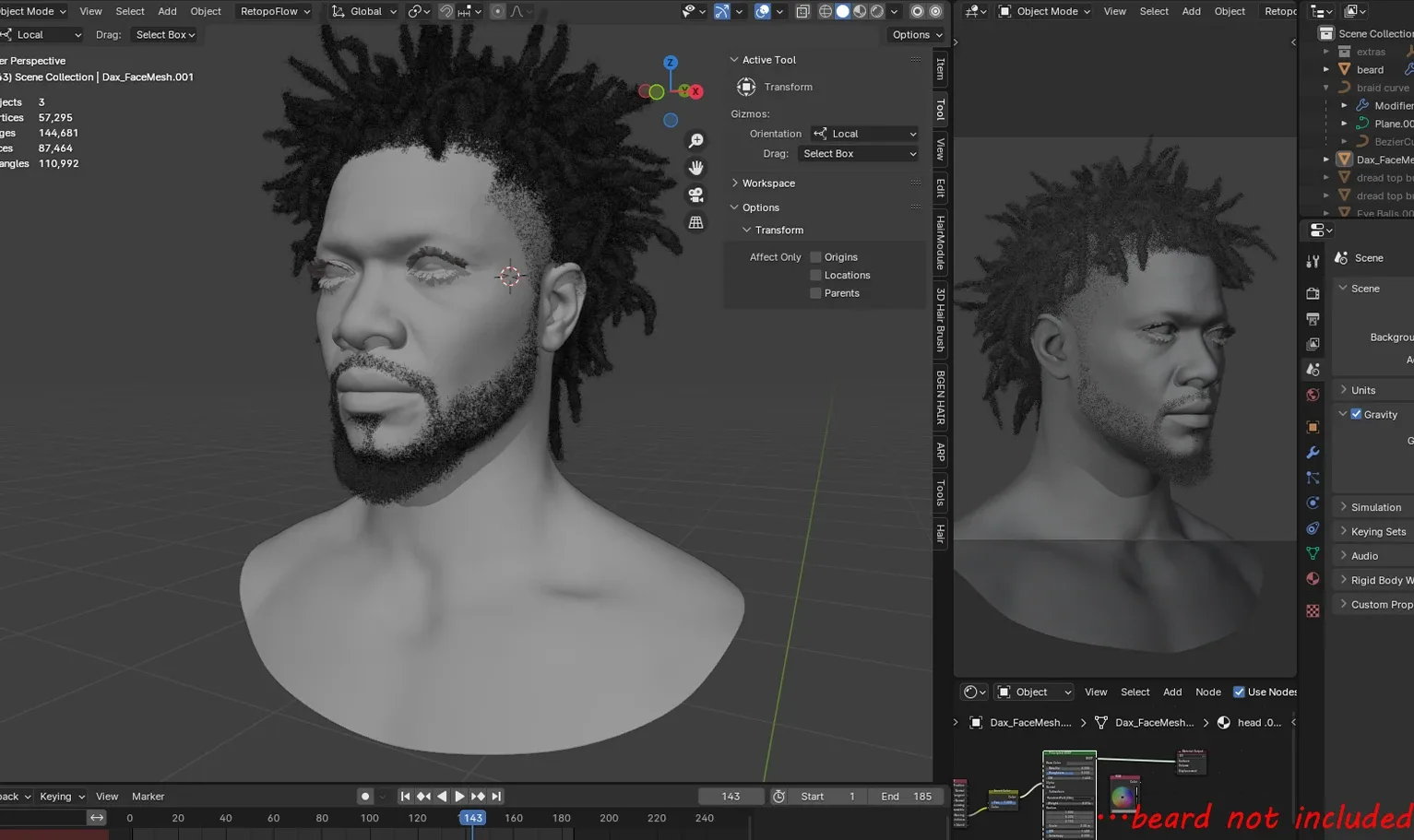 PixelHair Hairstyle - J.cole Dreads 003 (Hair for blender/ unreal engine / metahuman) Afro hair | Kinky hair | 4c Hair | African / African American Hair