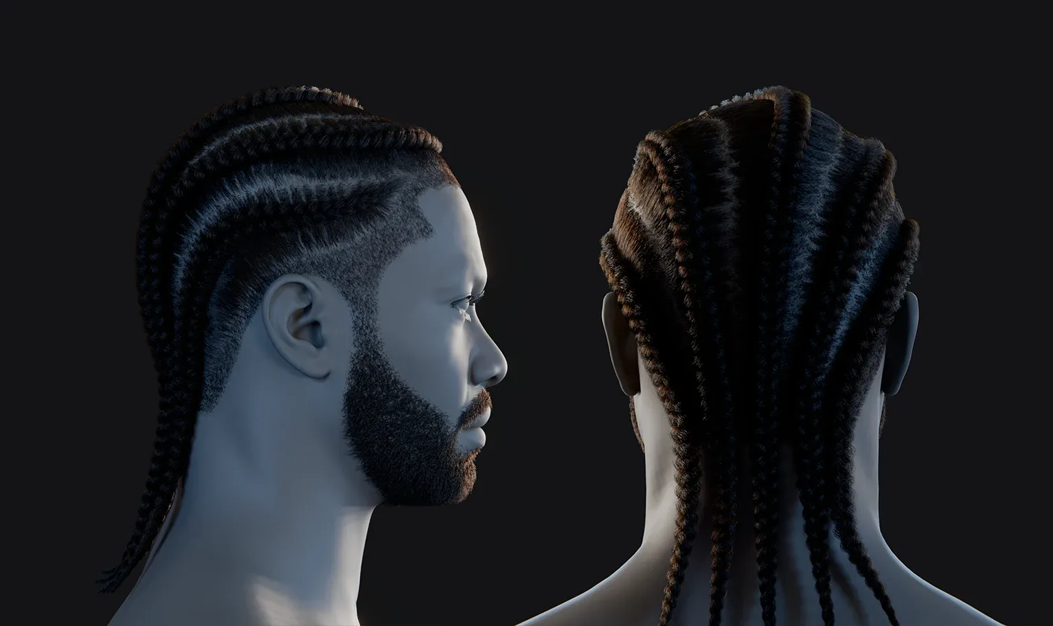 PixelHair Hairstyle - Big Sean Braids 007 (Hair for blender/ unreal engine / metahuman) Afro hair | Kinky hair | 4c Hair | African / African American Hair