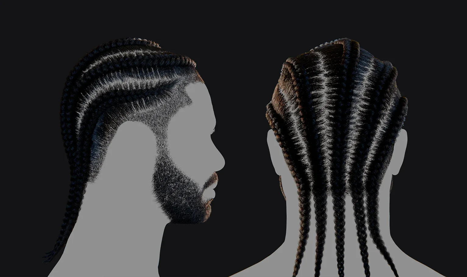 PixelHair Hairstyle - Big Sean Braids 007 (Hair for blender/ unreal engine / metahuman) Afro hair | Kinky hair | 4c Hair | African / African American Hair