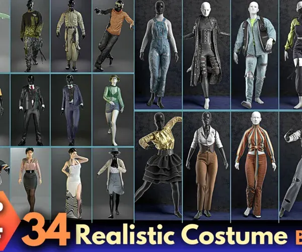 34 Realistic Costumes Bundle 3 + 4 free