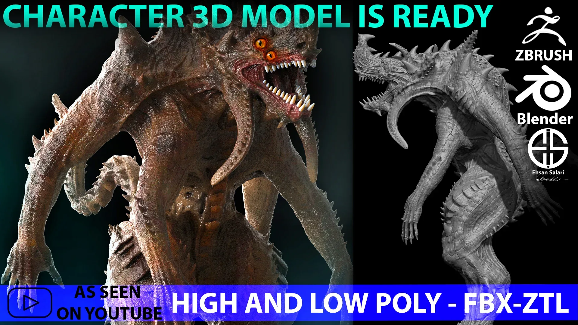 Full 3D character model-Zbrush-Blender [ Film-Game-Animation ]