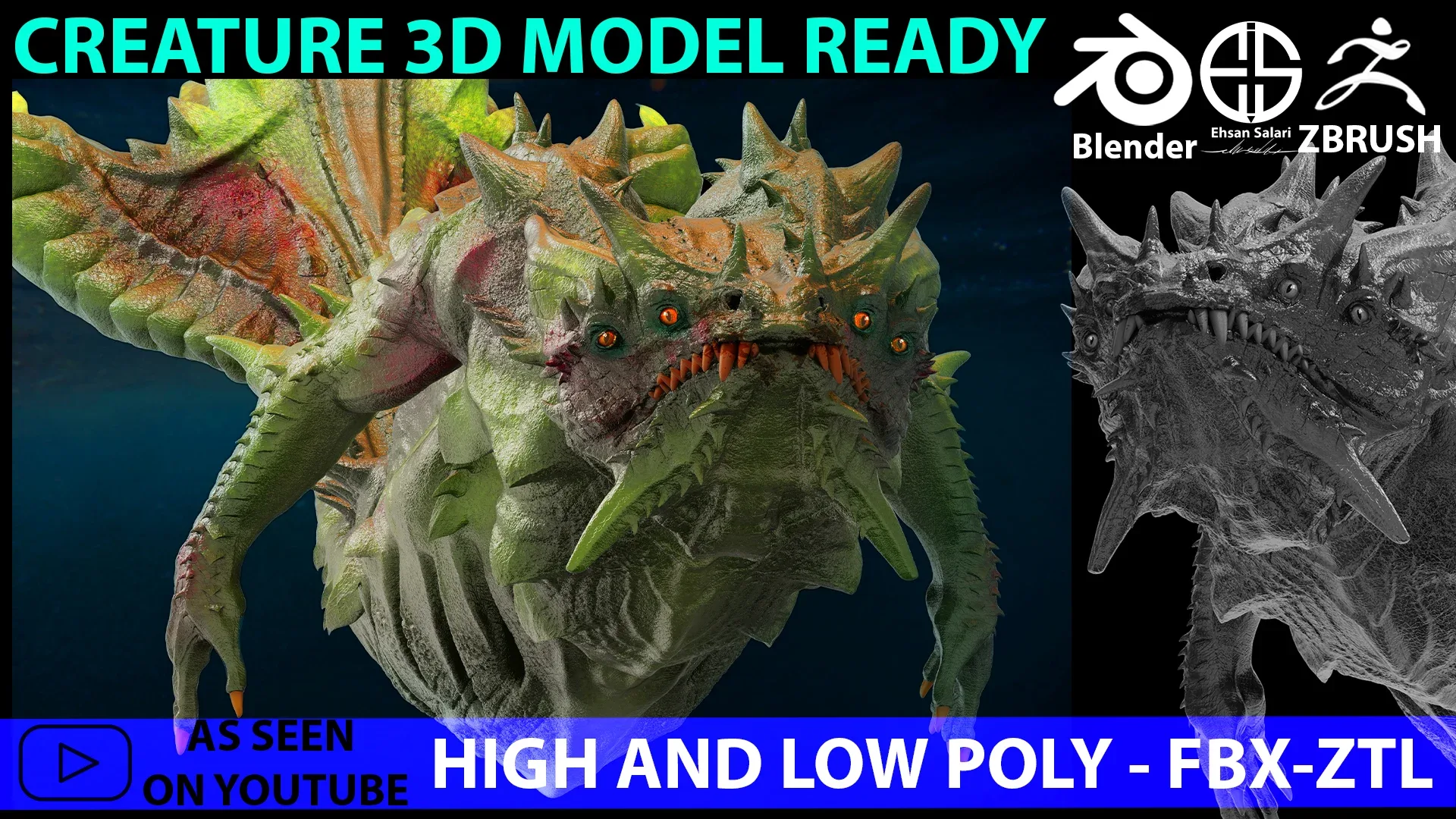 Full 3D Creature r model-Zbrush-Blender [ Film-Game-Animation ]