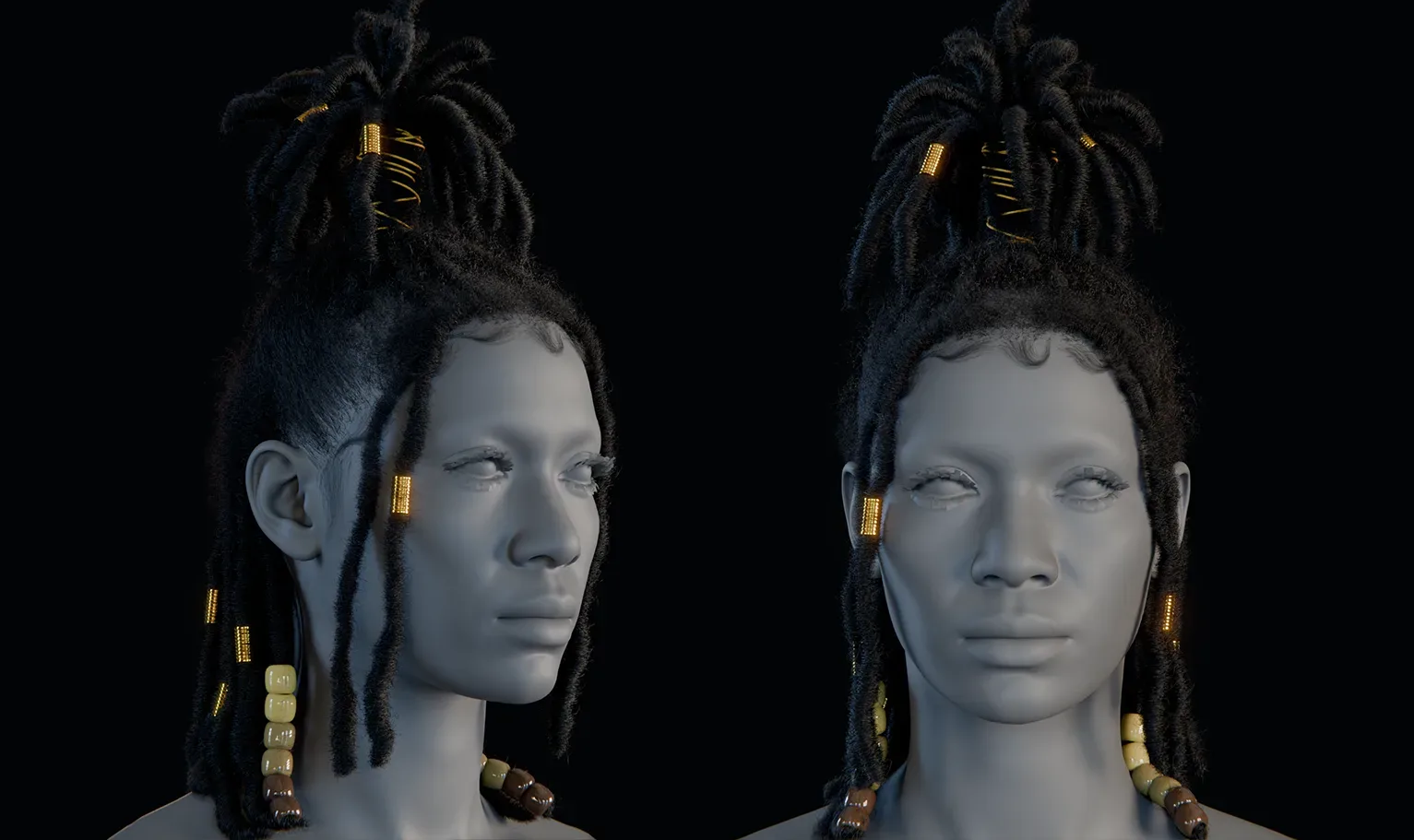 PixelHair Hairstyle - Dreads 007 (Hair for blender/ unreal engine / metahuman) Afro hair | Kinky hair | 4c Hair | African / African American Hair