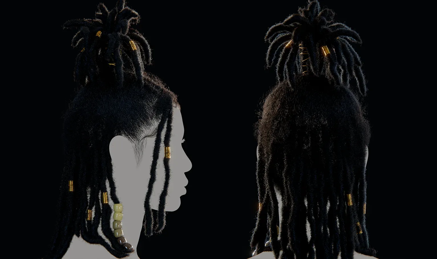PixelHair Hairstyle - Dreads 007 (Hair for blender/ unreal engine / metahuman) Afro hair | Kinky hair | 4c Hair | African / African American Hair