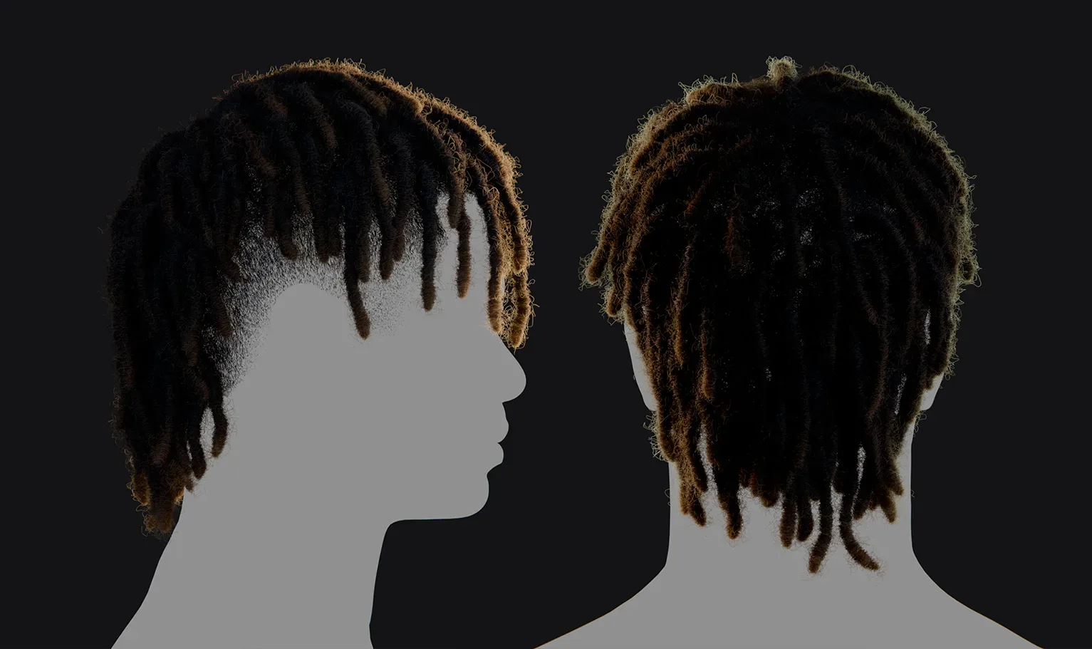 PixelHair Hairstyle - Dreads Mohawk Fade 017 (Hair for blender/ unreal engine / metahuman) Afro hair | Kinky hair | 4c Hair | African / African American Hair