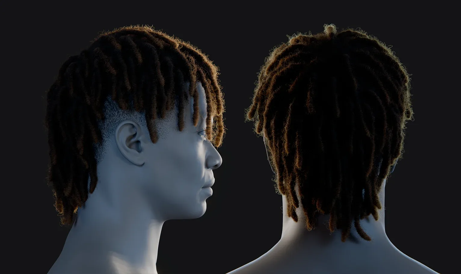 PixelHair Hairstyle - Dreads Mohawk Fade 017 (Hair for blender/ unreal engine / metahuman) Afro hair | Kinky hair | 4c Hair | African / African American Hair