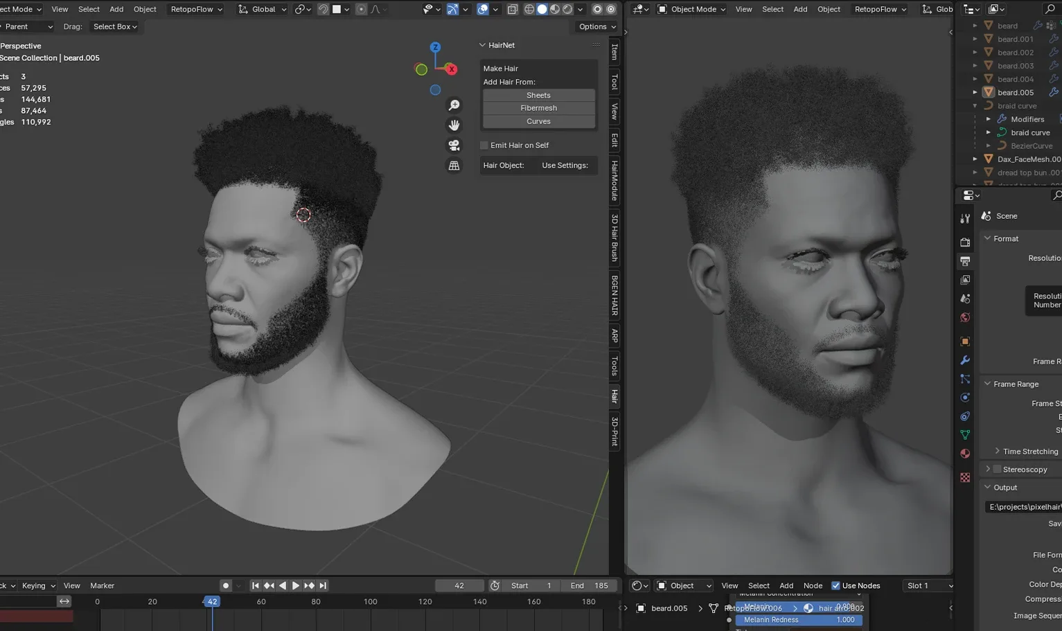 PixelHair Hairstyle - Afro 005 (Hair for blender/ unreal engine / metahuman) Afro hair | Kinky hair | 4c Hair | African / African American Hair