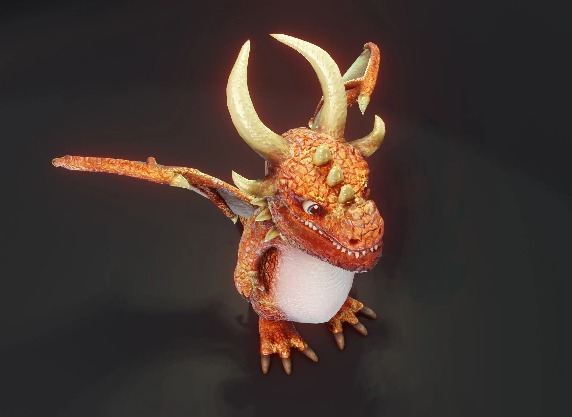 Cartoon Metallic Dragons Animated 3D Model Low-poly 3D Model