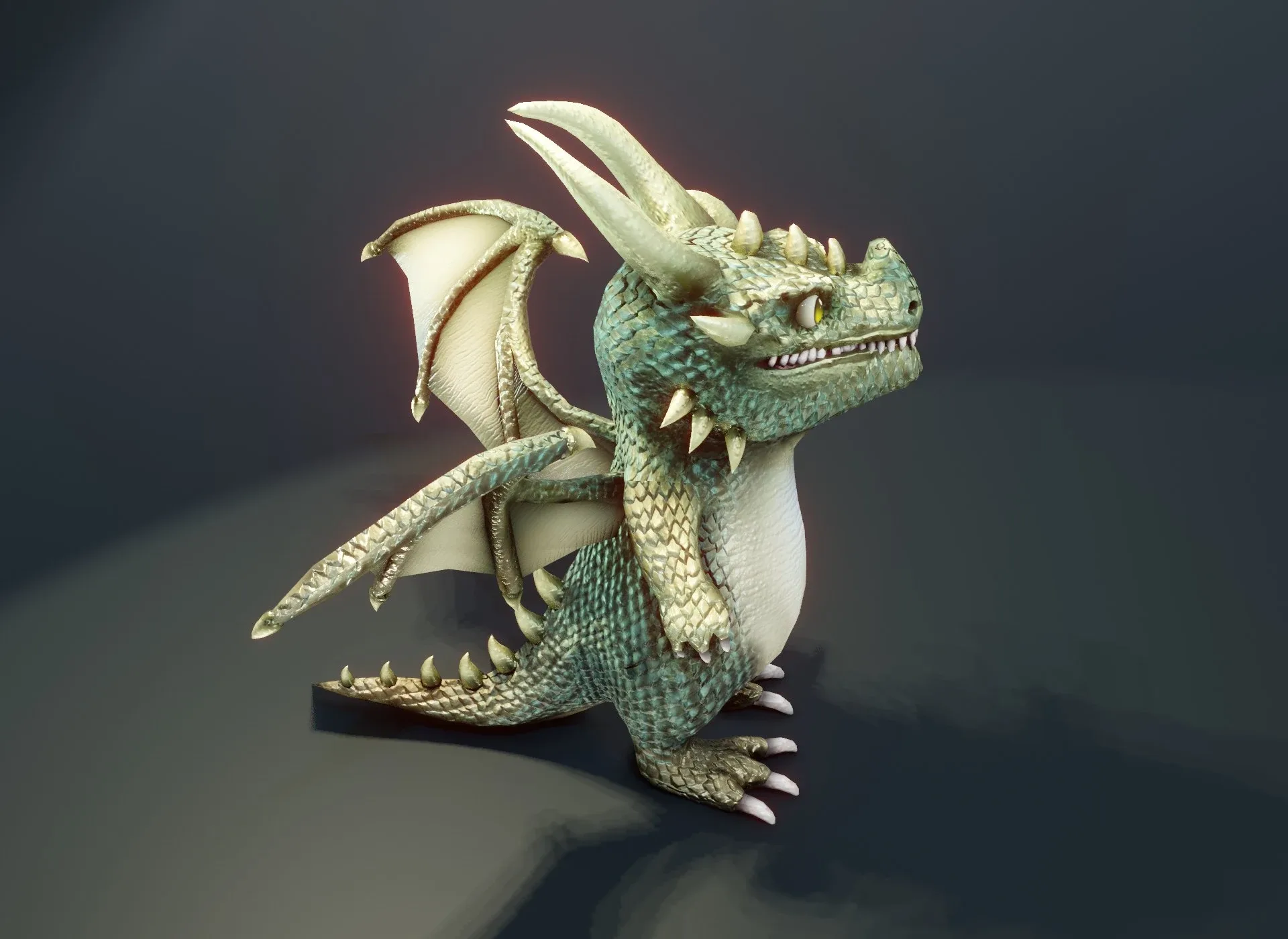 Cartoon Metallic Dragons Animated 3D Model Low-poly 3D Model