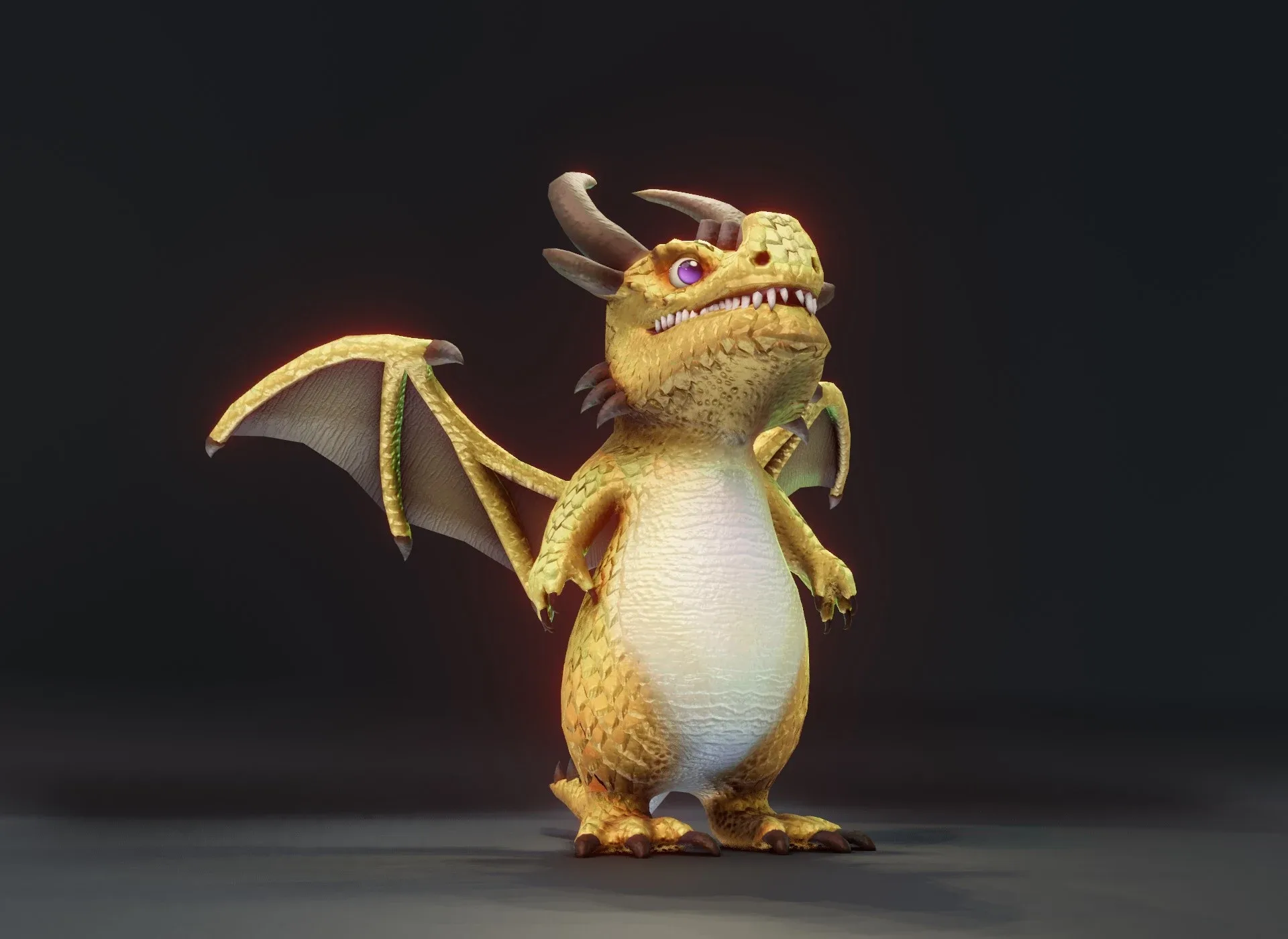 Cartoon Metallic Dragons Animated 3D Model Low-poly 3D Model