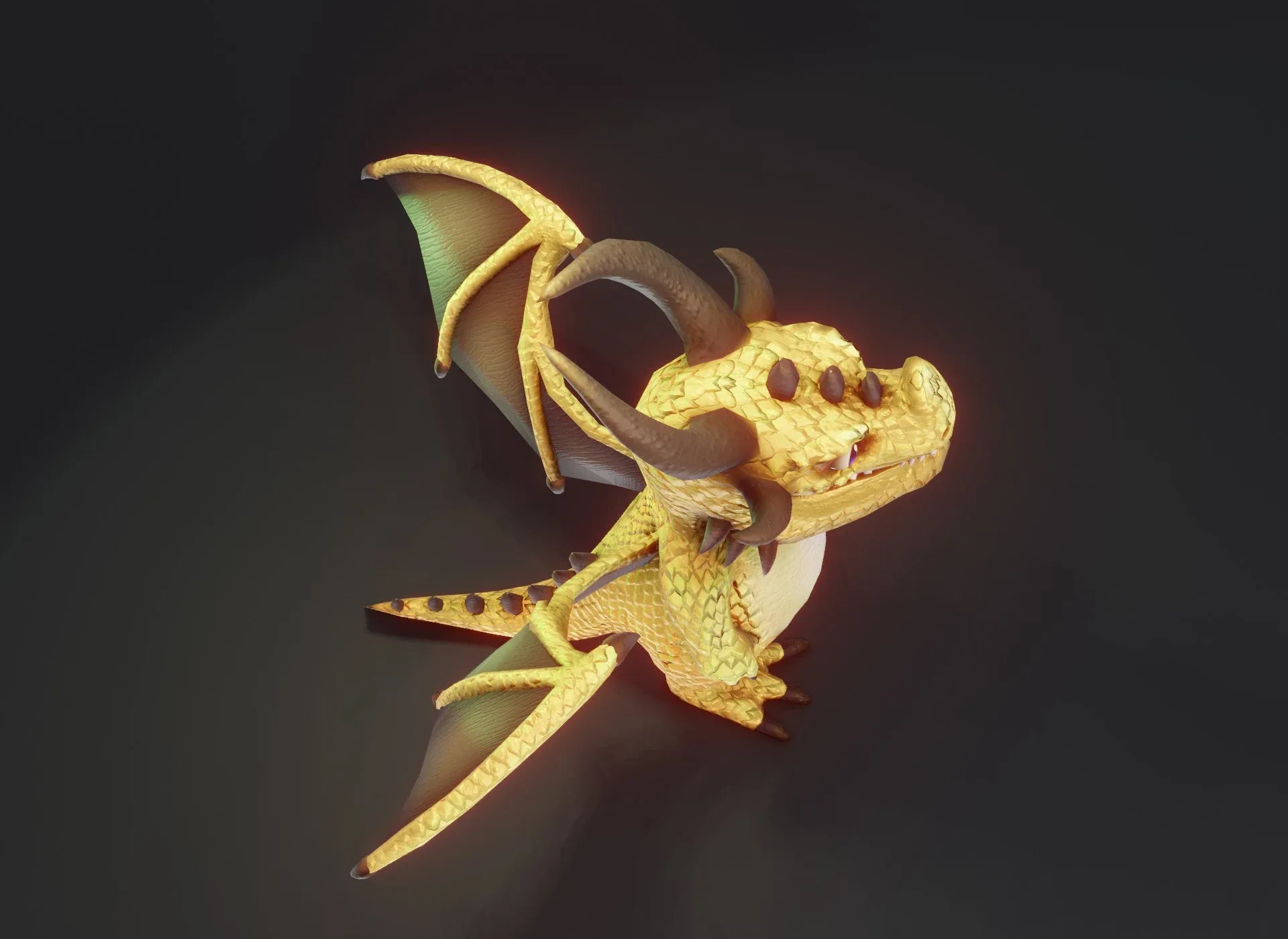 Cartoon Metallic Dragons Animated 3D Model Low-poly 3D Model