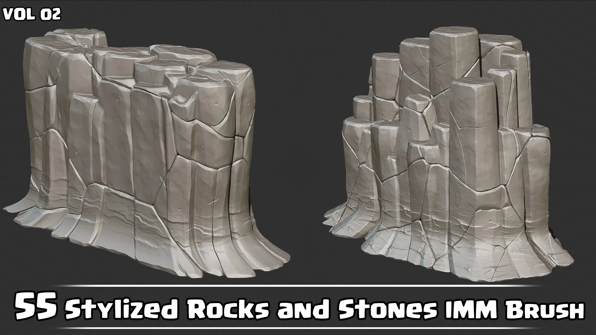 55 Stylized Rocks & Stones IMM Brush VOL02