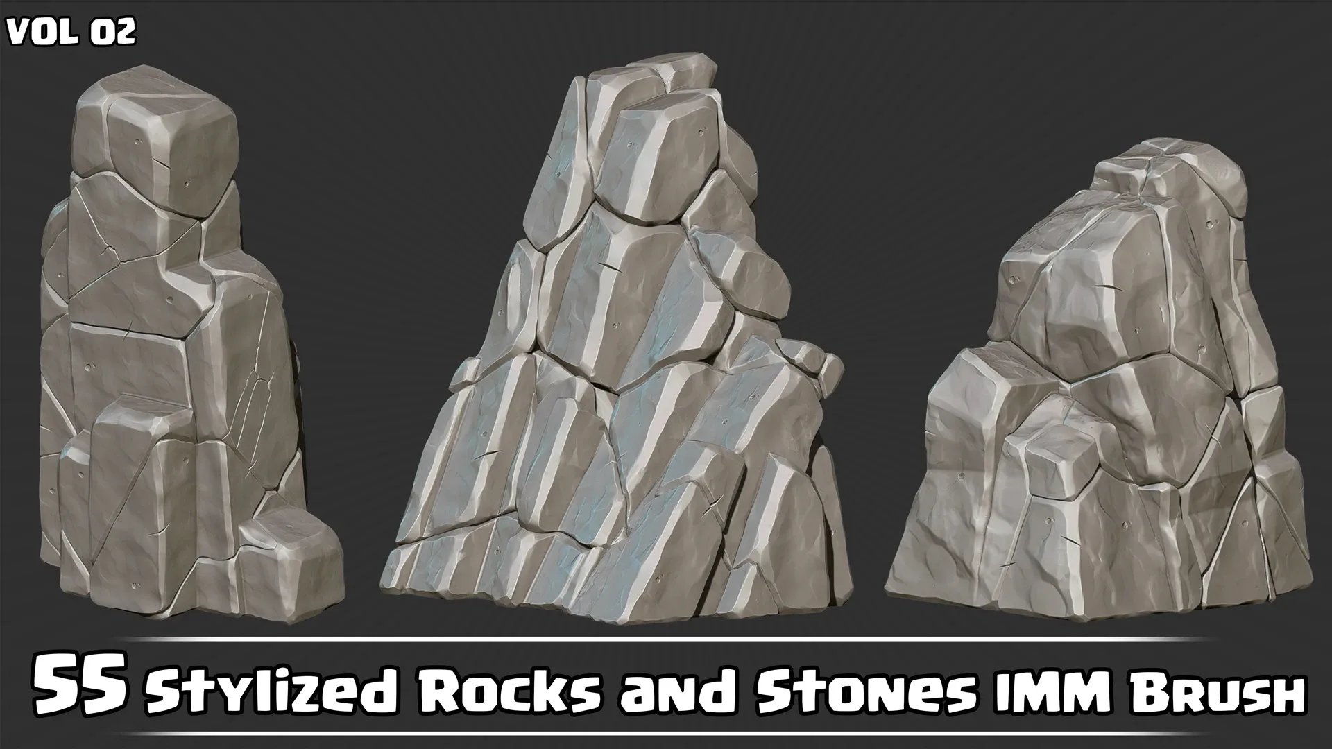 55 Stylized Rocks & Stones IMM Brush VOL02